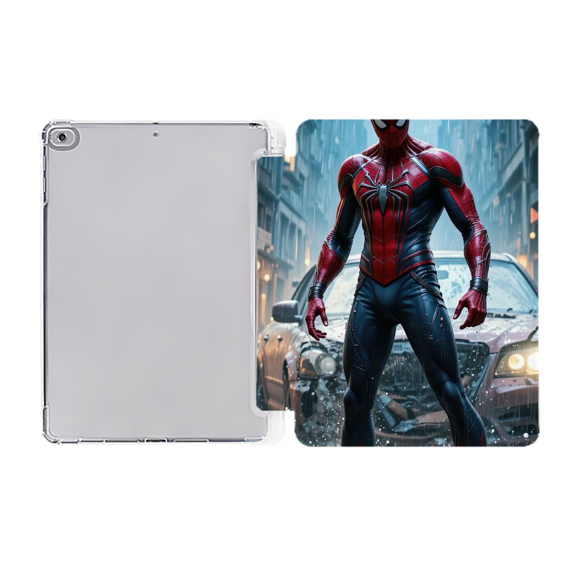 （画像用） Spider Man スパイダーマン IPad ケース ペン収納付き 三つ折りスタンド PUレザー×シリコン 対応機種9.5/10.5/10.9インチ